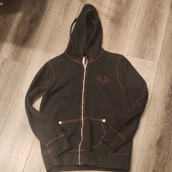 True Religion Black Hoodie with Red Stitching - Picture 1 of 4